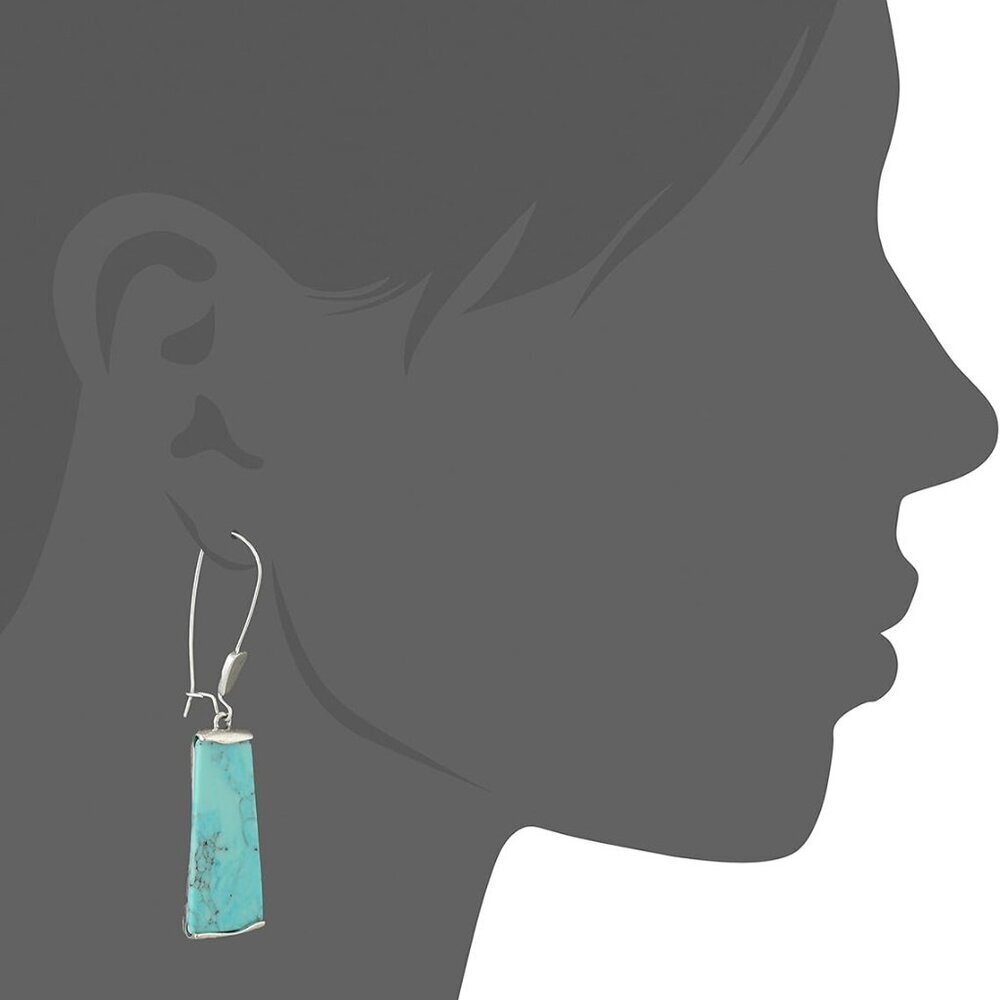 Womens Turquoise Geometric Dangle Earrings Silver Tone Drop Jewelry - Picture 2 of 2